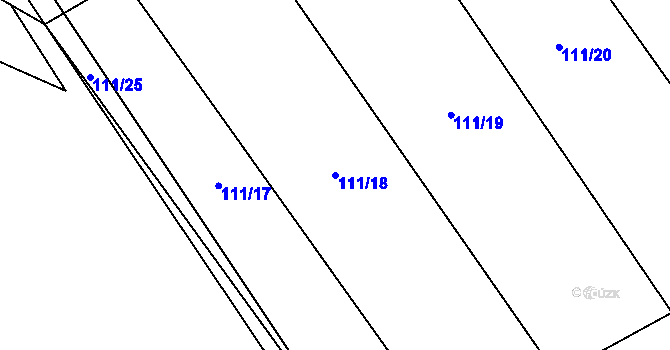 Parcela st. 111/18 v KÚ Podbrdy, Katastrální mapa