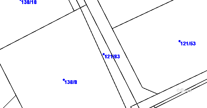 Parcela st. 121/83 v KÚ Podbrdy, Katastrální mapa