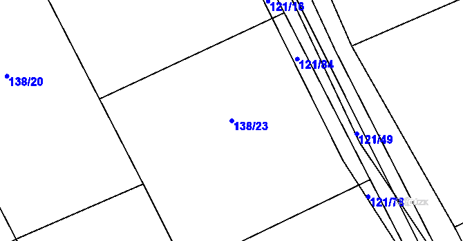 Parcela st. 138/23 v KÚ Podbrdy, Katastrální mapa