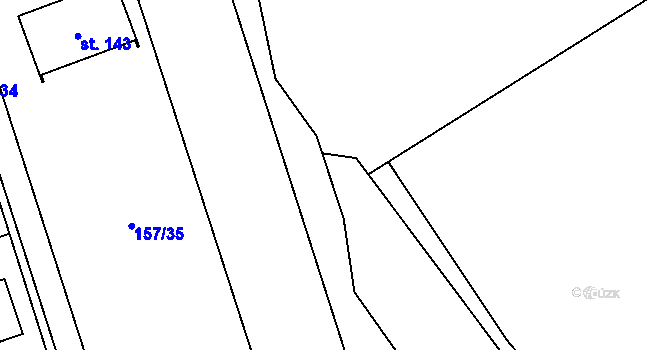 Parcela st. 157/42 v KÚ Podbrdy, Katastrální mapa