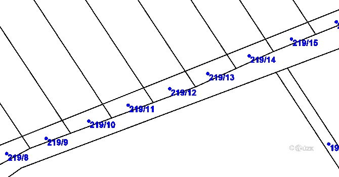 Parcela st. 219/12 v KÚ Podbrdy, Katastrální mapa
