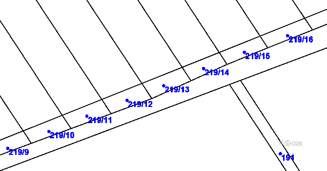 Parcela st. 219/13 v KÚ Podbrdy, Katastrální mapa