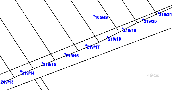 Parcela st. 219/17 v KÚ Podbrdy, Katastrální mapa