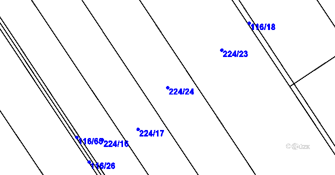 Parcela st. 224/24 v KÚ Podbrdy, Katastrální mapa