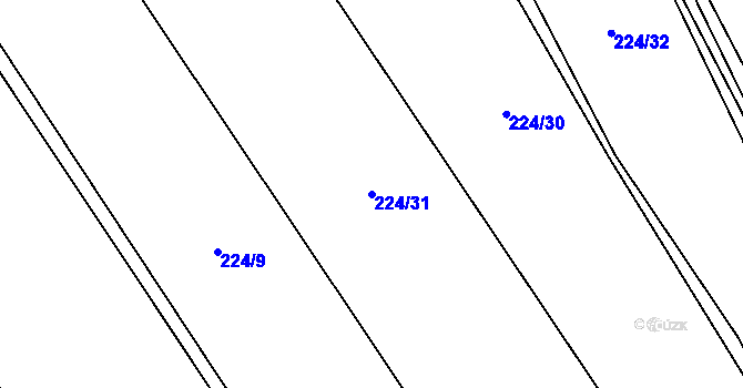 Parcela st. 224/31 v KÚ Podbrdy, Katastrální mapa