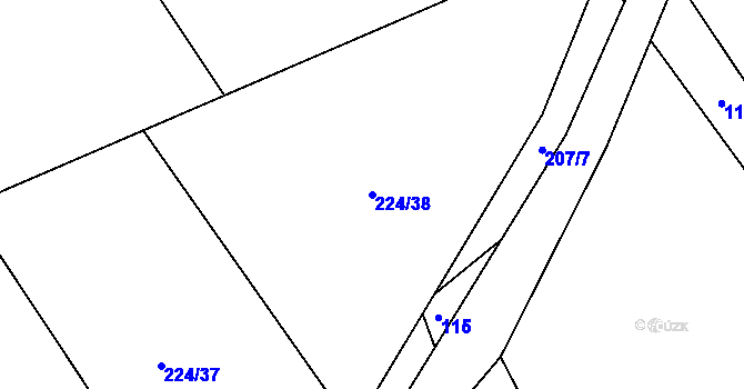 Parcela st. 224/38 v KÚ Podbrdy, Katastrální mapa