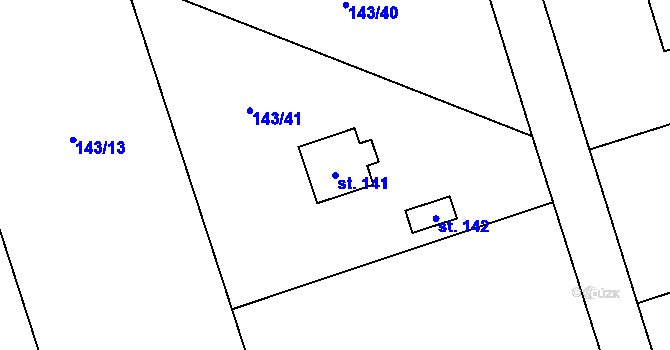Parcela st. 141 v KÚ Podbrdy, Katastrální mapa