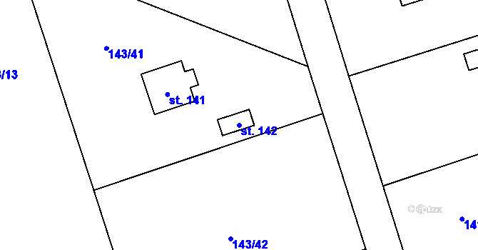 Parcela st. 142 v KÚ Podbrdy, Katastrální mapa