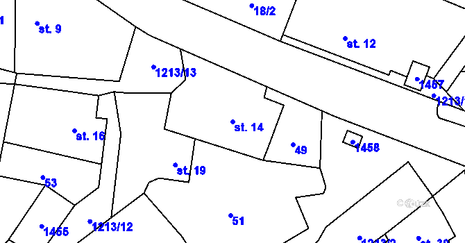 Parcela st. 14 v KÚ Lhota u Dobrušky, Katastrální mapa