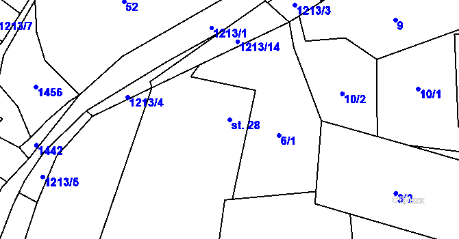Parcela st. 28 v KÚ Lhota u Dobrušky, Katastrální mapa