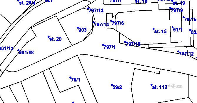 Parcela st. 797/1 v KÚ Podbřezí, Katastrální mapa