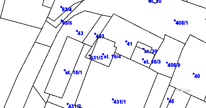 Parcela st. 16/4 v KÚ Březinka u Havlíčkova Brodu, Katastrální mapa