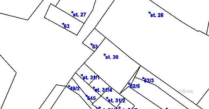 Parcela st. 30 v KÚ Hurtova Lhota, Katastrální mapa