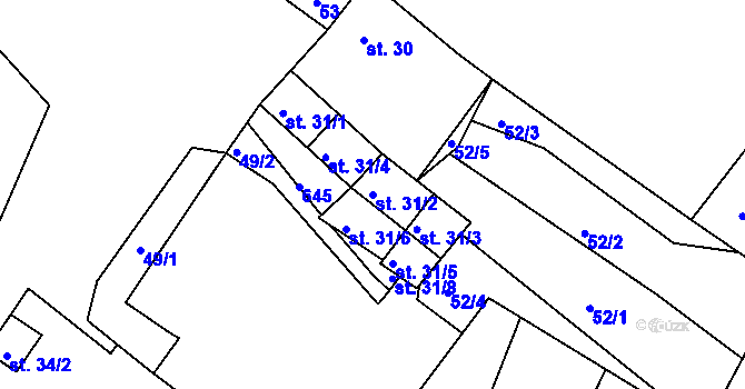 Parcela st. 31/2 v KÚ Hurtova Lhota, Katastrální mapa