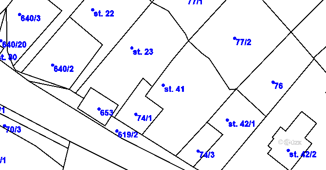 Parcela st. 41 v KÚ Hurtova Lhota, Katastrální mapa