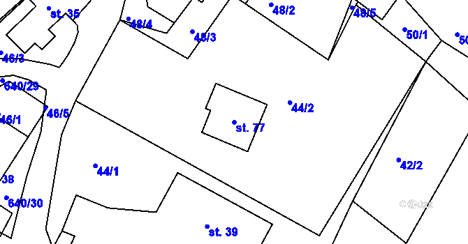 Parcela st. 77 v KÚ Hurtova Lhota, Katastrální mapa