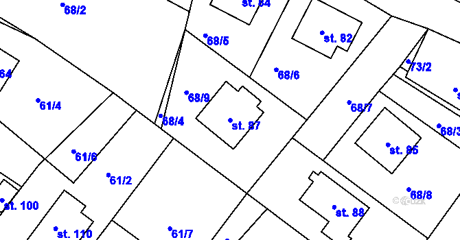 Parcela st. 87 v KÚ Hurtova Lhota, Katastrální mapa