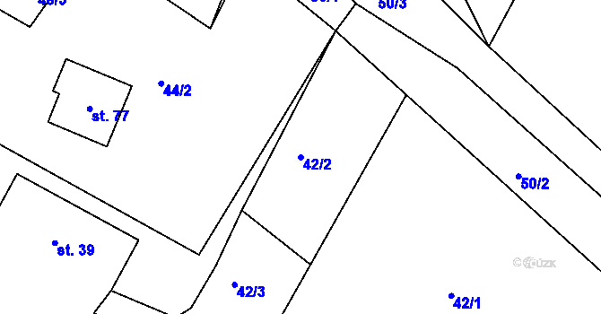 Parcela st. 42/2 v KÚ Hurtova Lhota, Katastrální mapa