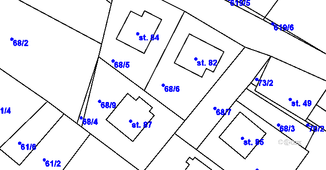 Parcela st. 68/6 v KÚ Hurtova Lhota, Katastrální mapa