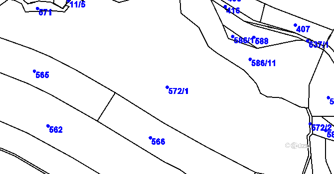 Parcela st. 572/1 v KÚ Hurtova Lhota, Katastrální mapa