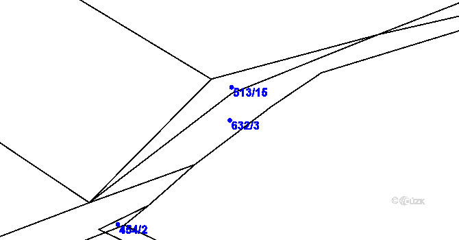 Parcela st. 632/3 v KÚ Hurtova Lhota, Katastrální mapa