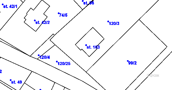 Parcela st. 103 v KÚ Hurtova Lhota, Katastrální mapa
