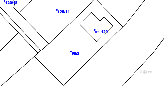 Parcela st. 98/2 v KÚ Hurtova Lhota, Katastrální mapa