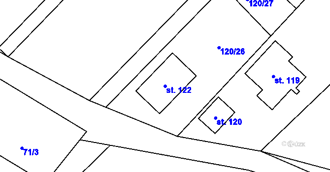 Parcela st. 122 v KÚ Hurtova Lhota, Katastrální mapa