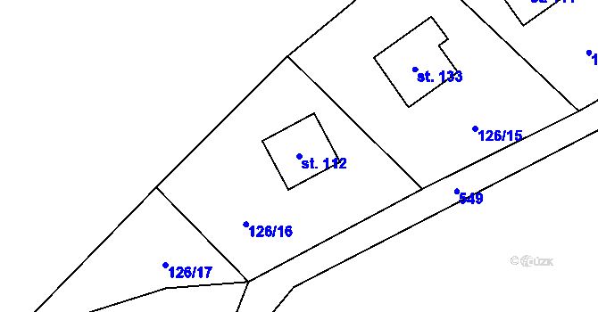 Parcela st. 112 v KÚ Poděbaby, Katastrální mapa