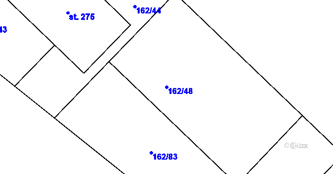 Parcela st. 162/48 v KÚ Poděbaby, Katastrální mapa