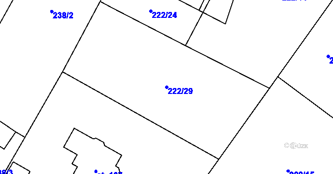 Parcela st. 222/29 v KÚ Poděbaby, Katastrální mapa