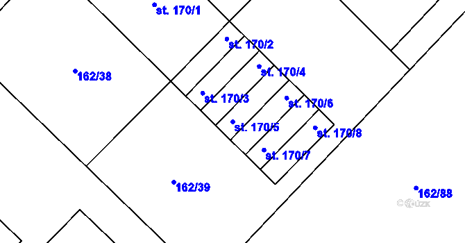 Parcela st. 170/5 v KÚ Poděbaby, Katastrální mapa