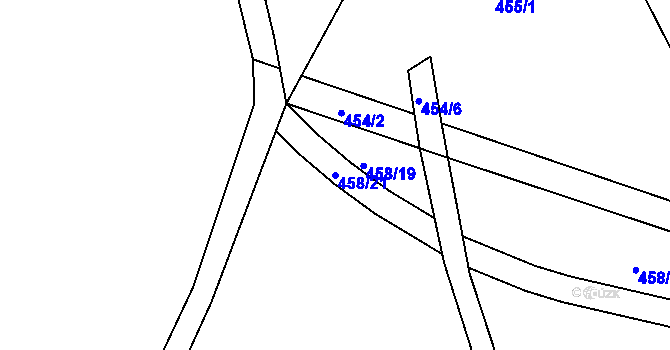 Parcela st. 458/21 v KÚ Poděbaby, Katastrální mapa
