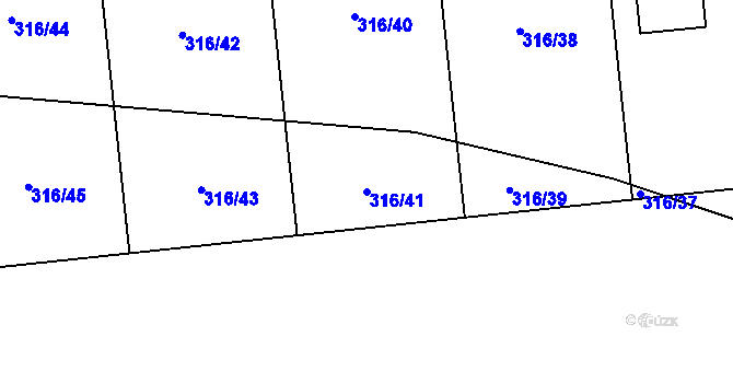 Parcela st. 316/41 v KÚ Poděbaby, Katastrální mapa