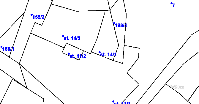 Parcela st. 14/1 v KÚ Veselice u Havlíčkova Brodu, Katastrální mapa