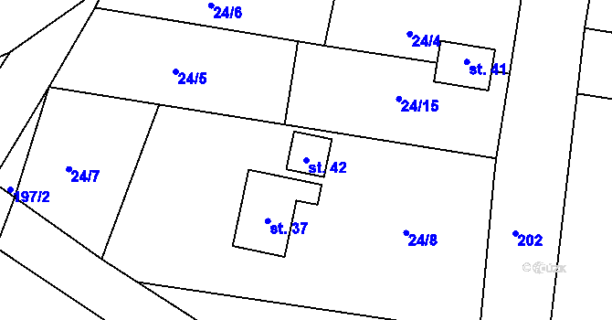 Parcela st. 42 v KÚ Veselice u Havlíčkova Brodu, Katastrální mapa