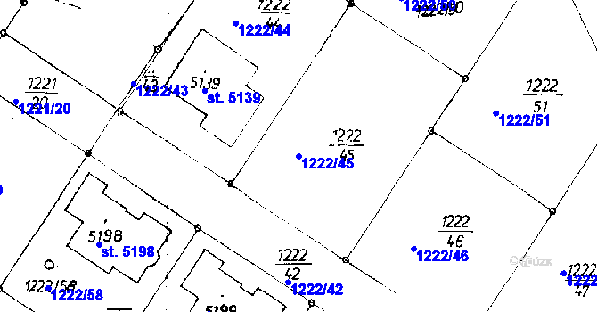 Parcela st. 1222/45 v KÚ Poděbrady, Katastrální mapa