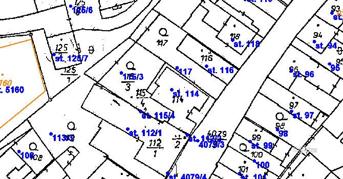 Parcela st. 114 v KÚ Poděbrady, Katastrální mapa
