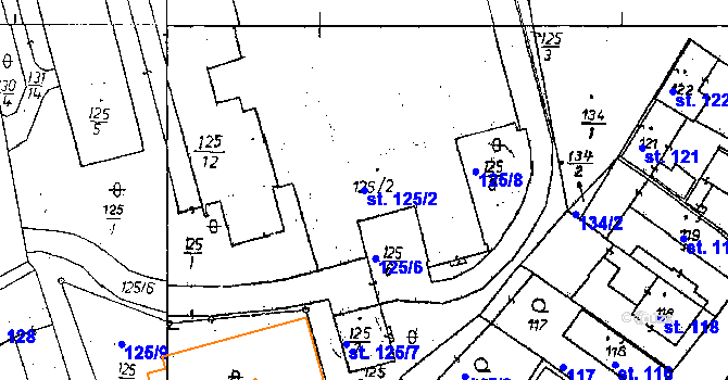 Parcela st. 125/2 v KÚ Poděbrady, Katastrální mapa