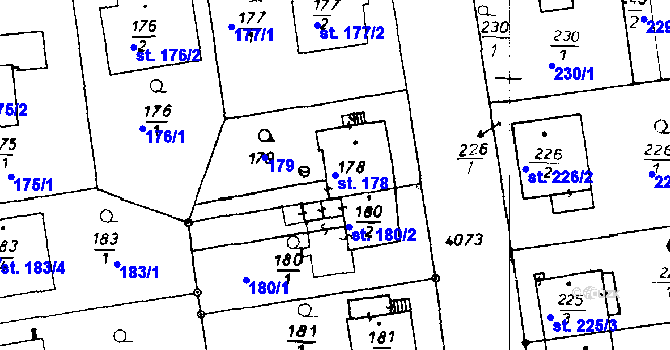 Parcela st. 178 v KÚ Poděbrady, Katastrální mapa