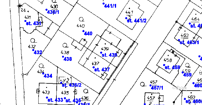 Parcela st. 439 v KÚ Poděbrady, Katastrální mapa