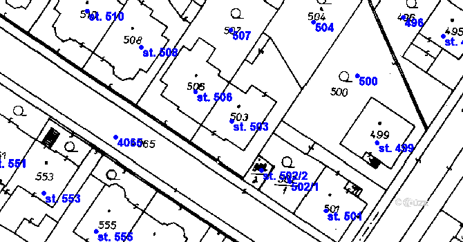 Parcela st. 503 v KÚ Poděbrady, Katastrální mapa