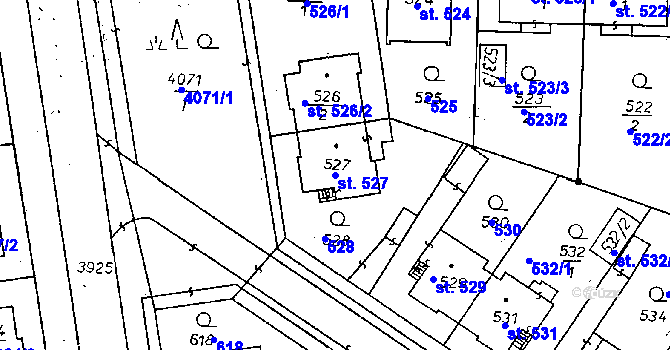 Parcela st. 527 v KÚ Poděbrady, Katastrální mapa