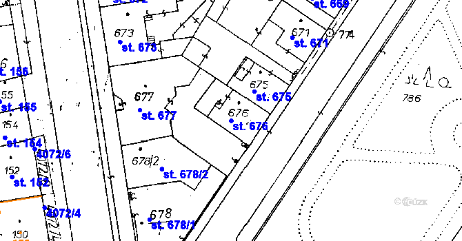 Parcela st. 676 v KÚ Poděbrady, Katastrální mapa