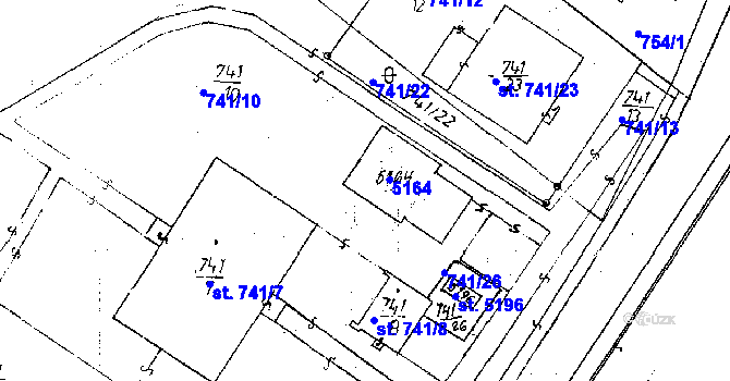 Parcela st. 741/9 v KÚ Poděbrady, Katastrální mapa