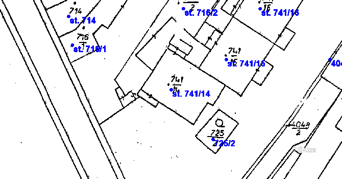 Parcela st. 741/14 v KÚ Poděbrady, Katastrální mapa