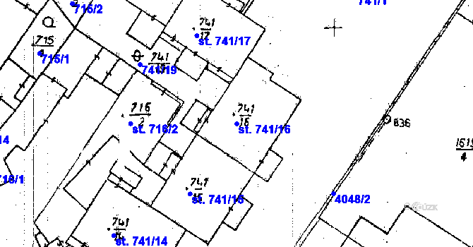 Parcela st. 741/16 v KÚ Poděbrady, Katastrální mapa