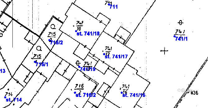 Parcela st. 741/17 v KÚ Poděbrady, Katastrální mapa