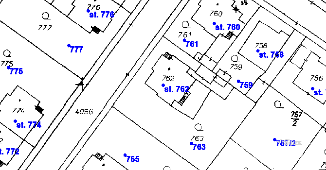 Parcela st. 762 v KÚ Poděbrady, Katastrální mapa