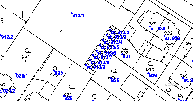 Parcela st. 913/6 v KÚ Poděbrady, Katastrální mapa